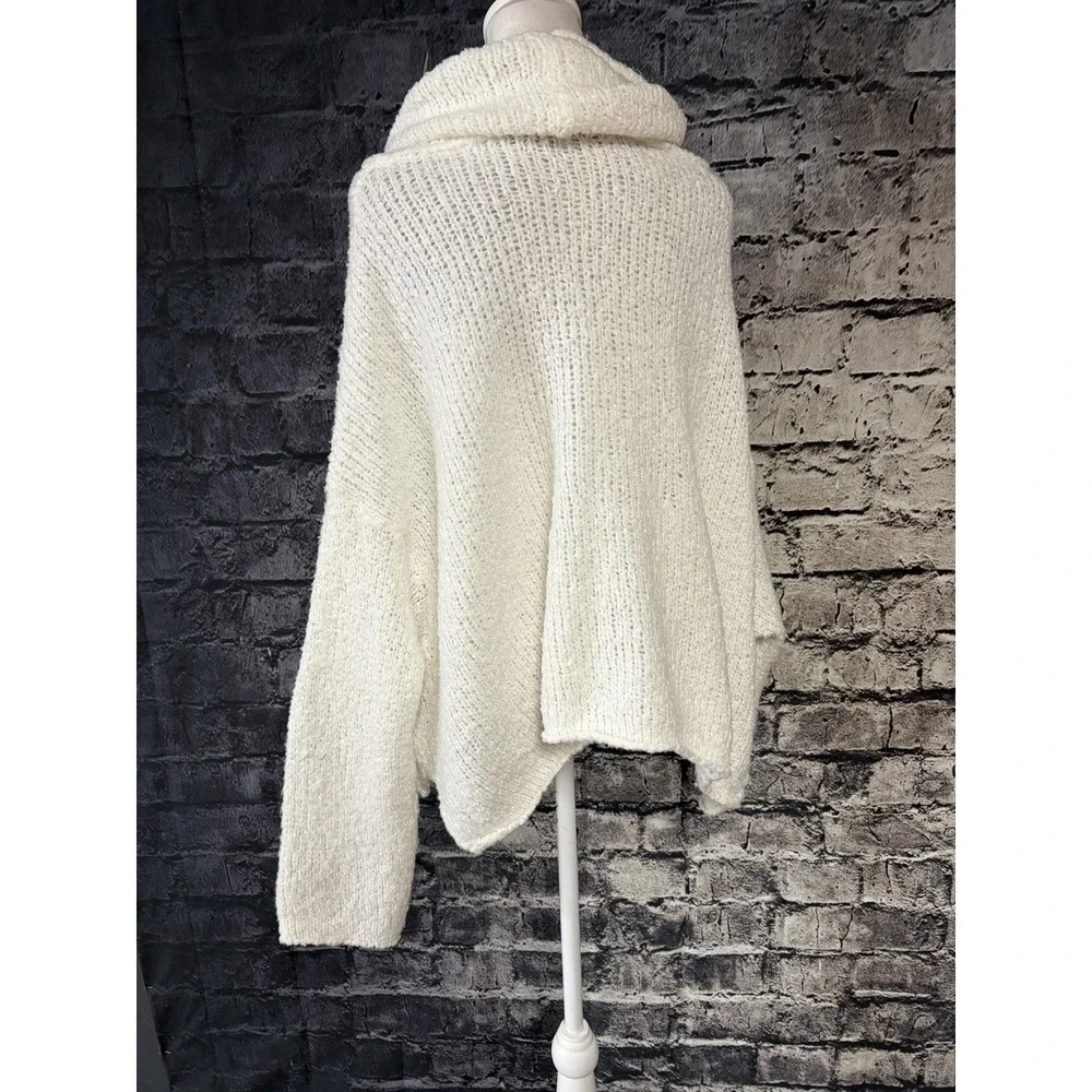 Free People Womens Sweater S White Cowl Neck Oversized Chunky Knit Pullover